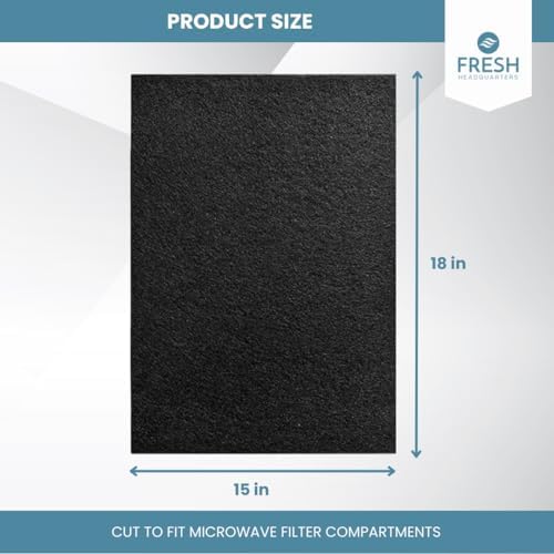 2PK Replacement Activated Carbon Over the Range Microwave Air Filters - Universal Size Cut to Fit Models Frigidaire Whirlpool GE LG Maytag KitchenAid - Made in USA (18"x15")