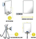 Luxo Shower Mirror, Shower Mirror fogless for Shaving with a Removable Razor Holder - Shaving Mirror for Shower with a Powerful Suction Cup - Shatterproof fogless Mirror for Shower