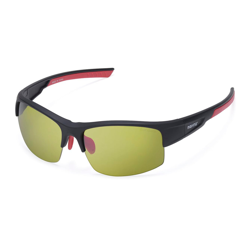 MAIVNZ High Definition Golf Ball Finder Sport Glasses for Men Women Golf Sunglasses Golf Glasses Golf Sports Eyewear MZ861（Black/Green)