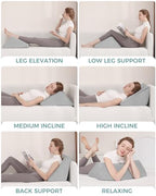 Lossey Knee Wedge Pillow with Pure Memory Foam, 8" Bed Wedge Pillow for Sleeping, Triangle Pillow for Back Support Elevated Pillow for Sciatica Knee Hip Ankles Back Pain Relief