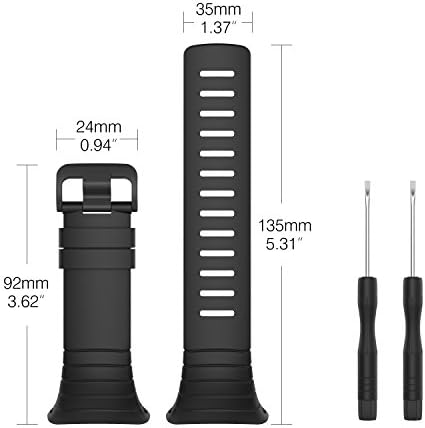 MoKo Suunto Core Watch Band, Classic Replacement Soft Wrist Band Strap with Metal Clasp for Suunto Core Smart Watch, Fits 5.51"-9.06" (140mm-230mm) Wrist, All Black