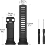 MoKo Suunto Core Watch Band, Classic Replacement Soft Wrist Band Strap with Metal Clasp for Suunto Core Smart Watch, Fits 5.51"-9.06" (140mm-230mm) Wrist, All Black
