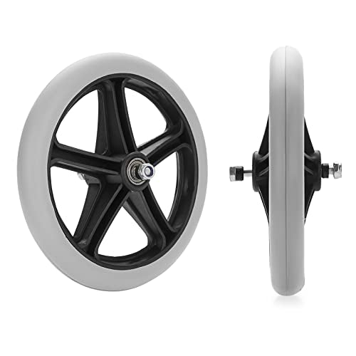 OwnMy 2PCS of 8 Inch Grey Rubber Wheelchair Replacement Wheels Wheelchair Front Wheels Anti-Slip Rollator Walker Replacement Casters Rollers Wheels Universal Wheelchair Replacement Wheel Accessories