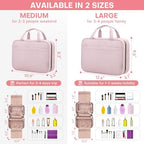 Travel Toiletry Bag for Women, Portable Makeup Cosmetic Bag with Hanging Hook, Travel Essentials 3 in 1 Packing Organizer Travel Bag for Accessories, Shampoo, Full-size Container, Toiletries