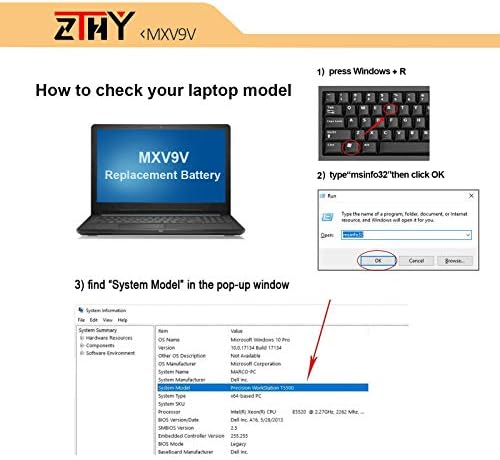 ZTHY MXV9V Laptop Battery Replacement for Dell Latitude 5300 5310 7300 7400, Latitude 5300/5310 2-in-1, Inspiron 7300/7306 2-in-1 Black Series P96G P97G P99G P100G 5VC2M 829MX 0829MX 7.6V 60Wh 4-Cell