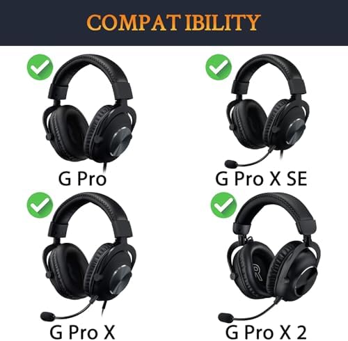 SOULWIT Cooling Gel Earpads Cushions Replacement for Logitech G Pro, G Pro X, G Prox 2, G Pro X SE Headphones, Ear Pads with Noise Isolation Foam, Added Thickness - Black