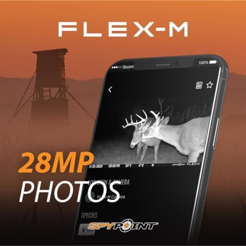 SPYPOINT Flex-M Cellular Trail Camera - Best Hunting Accessories, No WiFi Needed, Night Vision, Motion Activated, Dual-Sim LTE, IP65 Water-Resistant Game Camera, 28MP Photos, 720p Videos + Sound (1)
