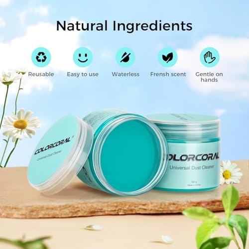 COLORCORAL 2Pack Cleaning Gel Universal Dust Cleaner for Car Vent Keyboard Cleaning Detailing Slime Putty Cleaning Kit Car Accessories, Gifts for Adults Men Women Kids Teens