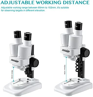 Aomekie® Microscope for Kids Students 20X 40X with 10Pcs Slides Insect Specimen Stereo Microscope for Kids with WF eyepieces LED Light Source Portable Stereoscope