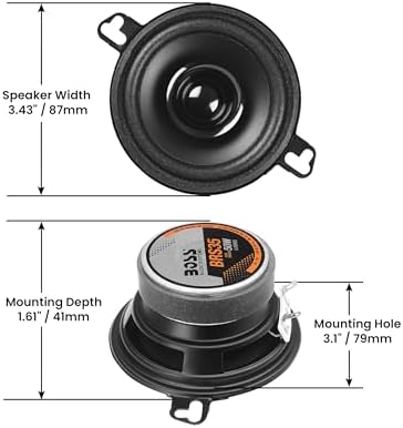 BOSS Audio Systems BRS35 3.5 Inch Replacement Car Door Speakers - 50 Watts Max, Sold Individually, Use With Stereo and Tweeters