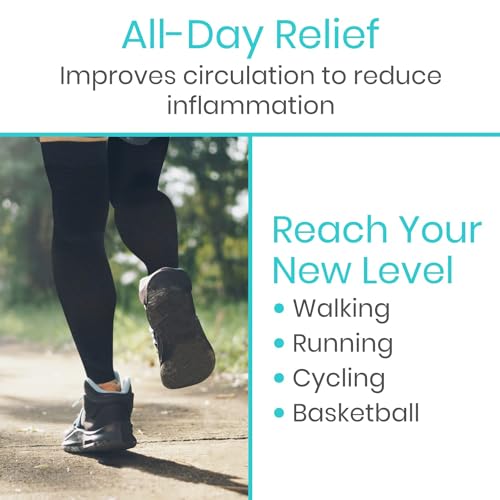 Vive Full Leg Compression Sleeves for Men & Women (Pair) - Knee, Calf, & Thigh Support Brace Wrap for Basketball, Football, Wrestling - Footless Long Running Accessories for Shin Splints (Small)
