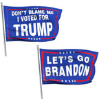 2024 Trump Flag for Don't Blame Me I Voted for Trump & Let‘s Go Brandon, 3x5 Ft Trump Banner with Brass Grommets Outdoor, Decoration Premium Presidential Election Banner 100D Polyester, UV Protection