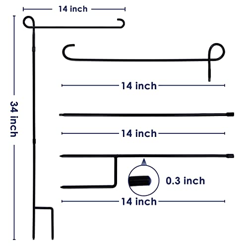 PHITRIC 3PC Garden Flag Holder Stand, Premium Powder-Coated Yard Flag Pole, Weather-Proof Black Metal Flagpole for Winter Garden Flag/Christmas Garden Flag/American Flag/Outdoor Garden Decor