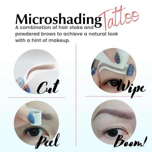 | Waterproof Eyebrow Tattoo Stickers. A real hair stroke look. Hair replacement without surgery. Solution for hair loss. Bushy Tinted eyebrow tattoos. (New Miami, Dark Brown)