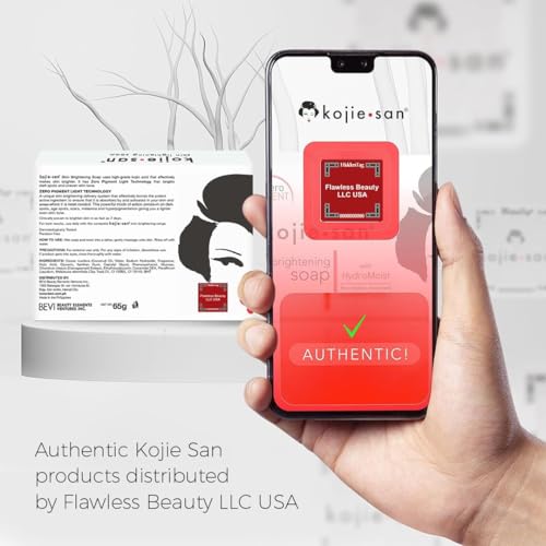 Kojie San Skin Brightening Soap - Original Kojic Acid Soap that Reduces Dark Spots, Hyperpigmentation, & Scars with Exfoliating Soap Net Included - 65g x 2 Bars