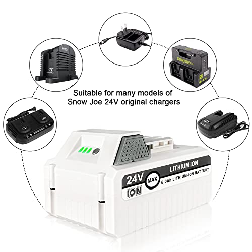 Moccdor 6.0Ah 24V Replacement Li-ion Battery for Snow Joe + Sun Joe iON+ 24V Series Cordless Power Tools, Compatible with Snow Joe 24VBAT-LTX 24VBAT-LTW 24VBAT-LTE 24VBAT 24V-X2-SB18 24VBAT-XR