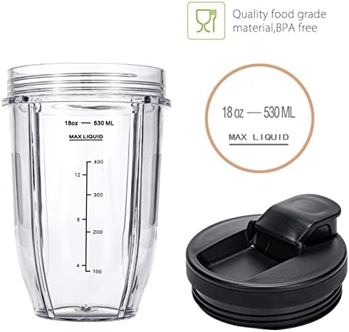 18OZ Replacement Cups Compatible with Ninja Nutri BN401, SS101, BN400, BN800, BN801, SS351, SS151 TWISTi DUO Blender, with Upgraded Sip and Seal Lids- Convenient to Drink Directly.(2 Pack)
