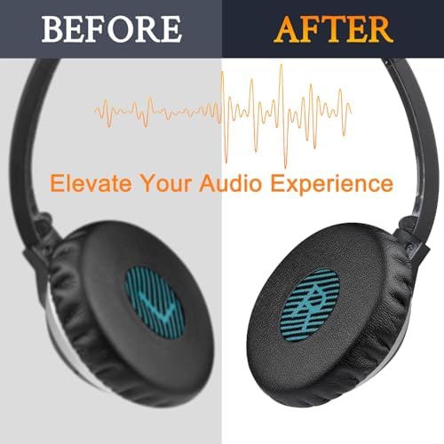 SOULWIT Ear Pads Cushions Replacement for Bose On-Ear 2 (OE2 & OE2i)/ SoundTrue On-Ear (OE)/ SoundLink On-Ear (OE) Headphones, Earpads with High-Hensity Noise Isolation Foam - OE2 PL Black