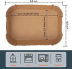 [3-Size] Air Fryer Disposable Paper Liner Compatible with Ninja Foodi Dual Air Fryer Toaster Oven, Non-stick Air Fryer Parchment Paper Baking Accessories (100Pcs - 8.7 Inch Rectangle, Natural)