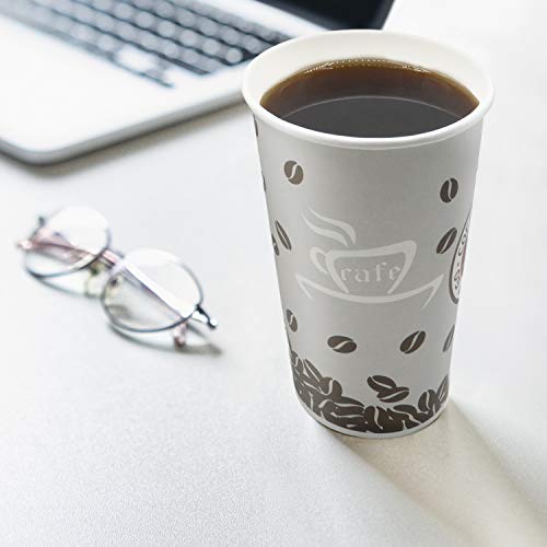 JUST PACK IT [16 oz - 100 Sets with Lids PREMIUM Paper Hot Coffee Cups with Resealable Lids - Leak Free To Go Disposable Hot Beverage Drinks