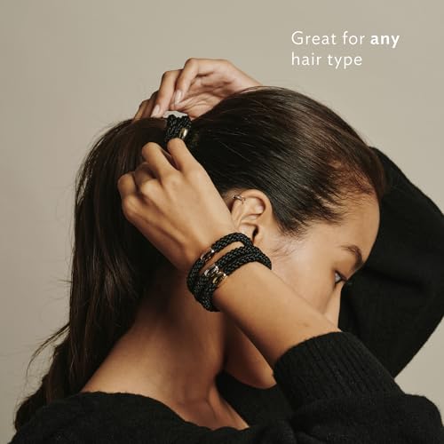 L. Erickson Grab & Go Pony Hair Ties - Espresso Brown - 8 Pack Grab and Go Ponytail Holders - Hair Ties No Damage - Brunette Dark Color Hair Bands Hair Accessories for Women