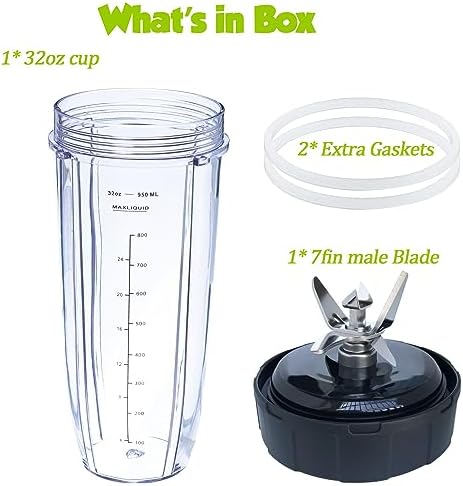 [ New Model] Replacement blender Blade and 32oz Cup Accessories, Only Compatible with Nutri Ninja SS150,SS151,SS300, SS350,SS351, CO351B, SS100, SS101, CO101B,SS400,SS401