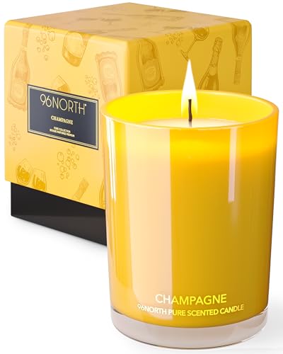 96NORTH | Pure Champagne Candle | 100% Natural Soy Wax | Jar Candle | Natural Fragrance Technology | Non Toxic | Up to 35 Hours Burning Time | Aromatherapy Gift for Men and Women