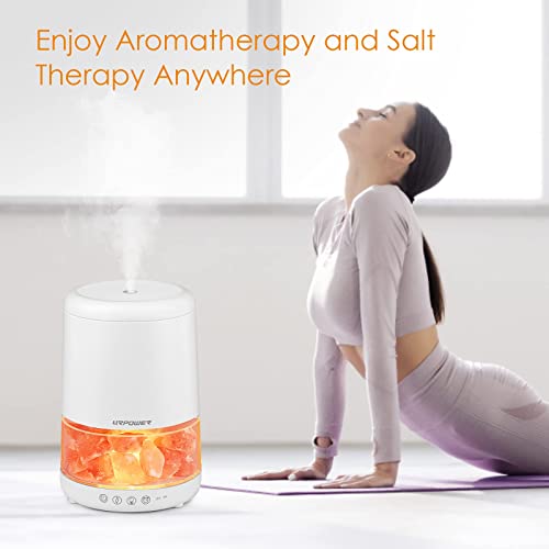 URPOWER 2-in-1 Ultrasonic Essential Oil Diffusers 230ML & Himalayan Salt Lamp Aromatherapy Diffuser Cool Mist Humidifier with 3 Brightness 100% Himalayan Pure Salt Rock Lamp for Home Office Yoga