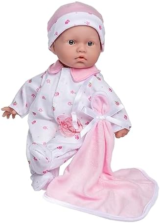 JC Toys La Baby Caucasian Baby Doll Set – 11 Inch Soft Baby Doll | Washable |Removable Pink Outfit w/ Hat & Blanket | For Children 12 Months +