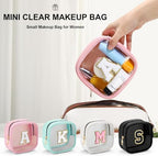 YOOLIFE Initial Makeup Bag Travel Toiletry Bag, Clear Makeup Bag Car Accessories For Women Clear Makeup Bags With Zipper Girlfriend Teacher 13 Year Old Girl Gifts Daughter Girl Gifts Mini Black Q