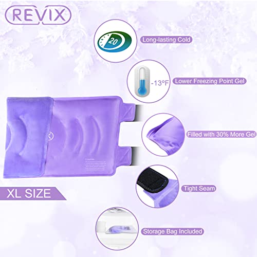 REVIX XL Knee Ice Wrap Around Entire Knee, Gel Ice Pack for Knee Replacement Surgery, Injuries, Meniscus Tear, Arthritis, Swelling, Bruises, Knee Pain Relief, Purple