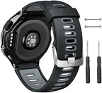 NotoCity Silicone Watch Band Replacement Solft Silicone Strap Compatible Forerunner 230/220/ 235/620/ 630/ 735XT/ Approach S20/ S5/ S6-Black Gray