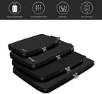 BAGAIL 4 Set/6 Set/8 Set Compression Packing Cubes Travel Accessories Expandable Packing Organizers(Black ClothPattern 4 Set)