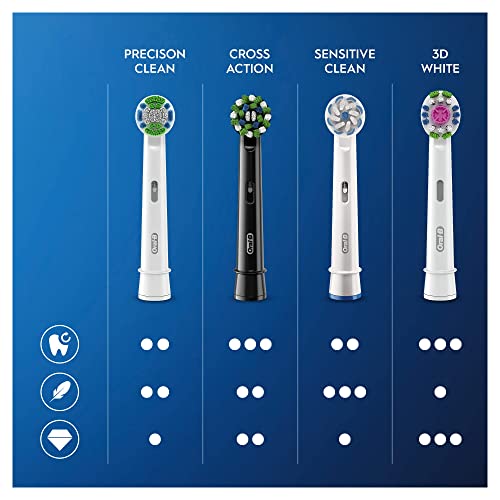 Oral-B CrossAction Replacement Toothbrush Heads for Black Edition Electric Toothbrush with CleanMaximiser Technology, Pack of 3 Replacement Heads