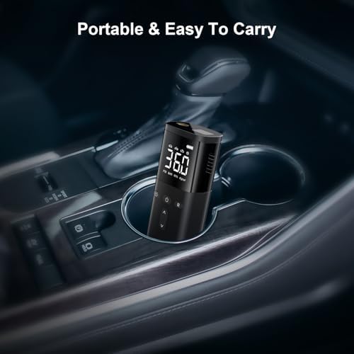 Tire Inflator Portable Air Compressor, 10000mAh Cordless Air Pump for Car Tires, 150PSI Electric Bike Tire Pump with Pressure Gauge, LED Light for Motorcycle, Bicycle, Ball, Car Accessories