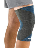 Mueller Sports Medicine FIR 4-Way Knee Support Sleeve, For Men and Women, Gray/Blue, S/M