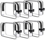 VYRL 6 Pack Clear Makeup Bags – 3 Large & 3 Small TSA-Approved Quart-Size Toiletry Bags – Water-Resistant Durable PVC Pouches with Zippers for Travel Essentials & Carry-On Accessories – Black