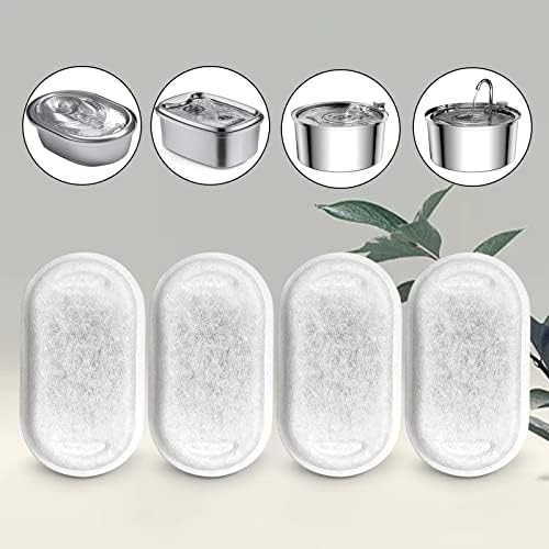 Cat Water Fountain Filters for 108/3.2L& 67oz/2L Stainless Steel Pet Water Dispenser Fountain Filter Replacement with 8 Sponges (8 Filters&8 Sponges)