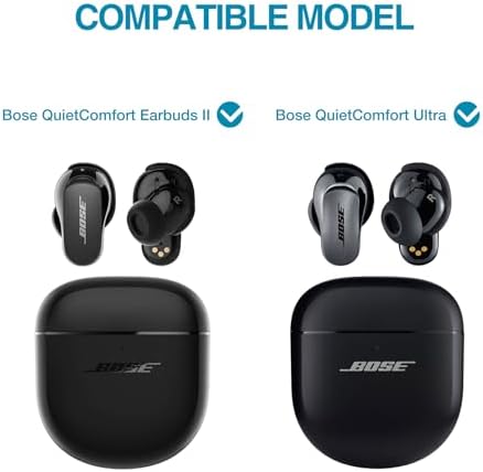 SURITCH Protective Case for Bose QuietComfort Earbuds II 2022 / QuietComfort Ultra 2023, Shockproof Case Cover for Bose QC ii 2 Charging Case Accessories with Carabiner, Blue