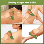 Jade Stone Gua Sha Massage Tool Set Larger Guasha Board with Handle Muscle Scraping Massage Tools Facial Anti Cellulite Spa Acupuncture Tools for Back Neck Face Leg Massage, Lymphatic Drainage