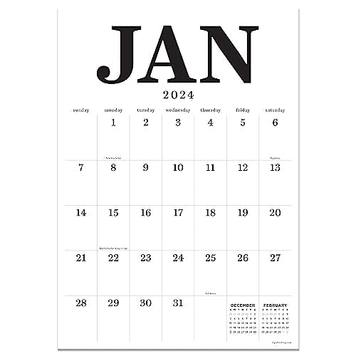 TF PUBLISHING January 2024 - December 2024 Medium Art Poster Wall Calendar | 12 Month Vertical Home or Office Desk Calendar | Monthly Portrait Grids For Appointments | Minimalist Design | 17" x 12"