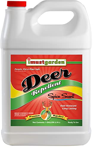 I Must Garden Deer Repellent: Spice Scent Deer Spray for Gardens & Plants – Natural Ingredients – 1 Gallon Ready to Use Refill