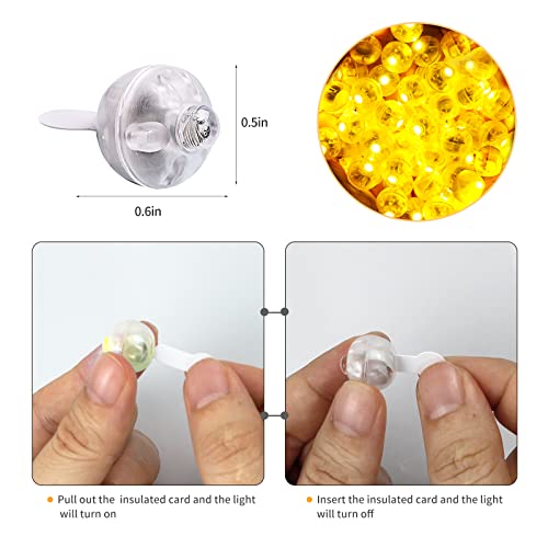 Aogist 100pcs Yellow Balloon Light,Long Standby Time Waterproof Mini Ball Light,Round LED Flash Lamp for Paper Lantern Balloon Party,Wedding,Birthday,Festival,New Year and Christmas Decorative
