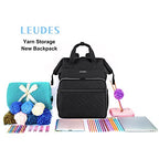 Leudes Knitting Bag Backpack, Yarn Storage Organizer Large Crochet Bag Tote Christmas Gift Yarn Holder Case for Carrying Projects, Knitting Needles (Upgraded Black)