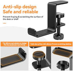Headphone Hanger Holder Stand-Under Desk Headphone Hanger， Headset Hook Holder Space-Saving Aluminum Stand with Universal Fit for Gaming PC Accessories (Black-1PCS)