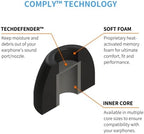 Comply 500 Core Series | Memory Foam Replacement IEM Ear Tips for KZ, Moondrop, FiiO Sennheiser & More | Superior Noise Isolation, Ultimate Comfort, Secure Fit | Round, Black (S/M/L) (3 Pairs)