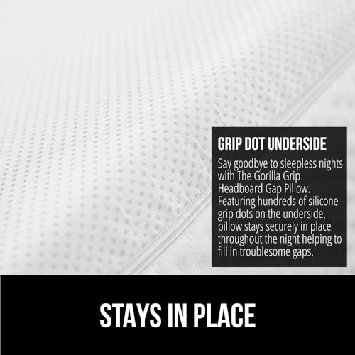 GORILLA GRIP Patent Pending Bed Wedge Pillow Headboard Gap Filler, Comfortable and Supportive High Density Foam Angled Pillows, Stay in Place Gripping Dots, Wedges Between Mattress, Full Size White