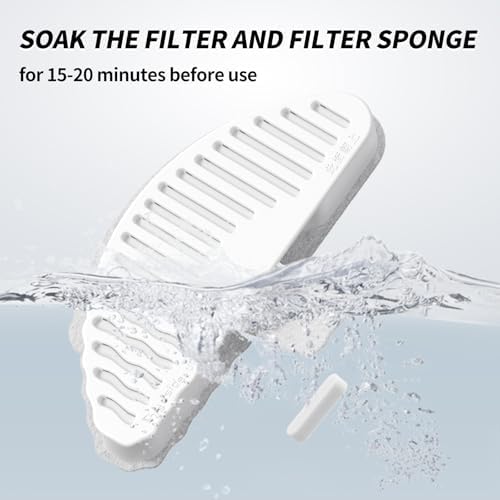 uahpet Official Water Fountain Filters Upgraded 6 Pack Replacement Filters & 12 Pack Replacement Filter Sponges for 67oz/2L Automatic Pet Fountain Cat Water Fountain Cat Water Dispenser