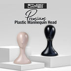 16 Inch Studio Limited Professional Plastic Mannequin Head Durable Women Model Wig Head Stand Torso Styling Making Display Holder with Jack for Wigs, Hat, Mask, Headdress, Necklace (Black, 9 Pack)