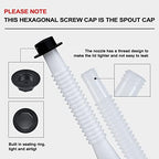 Gas Can Spout Replacement, Gas Can Nozzle. Spout Length is 8.1 in, Easier to use. For most 1/2/5/10 gal oil cans. With Gas Tank Vent Caps, Thick rubber pad, Spout Cover, Base Caps (2 Kit-White)
